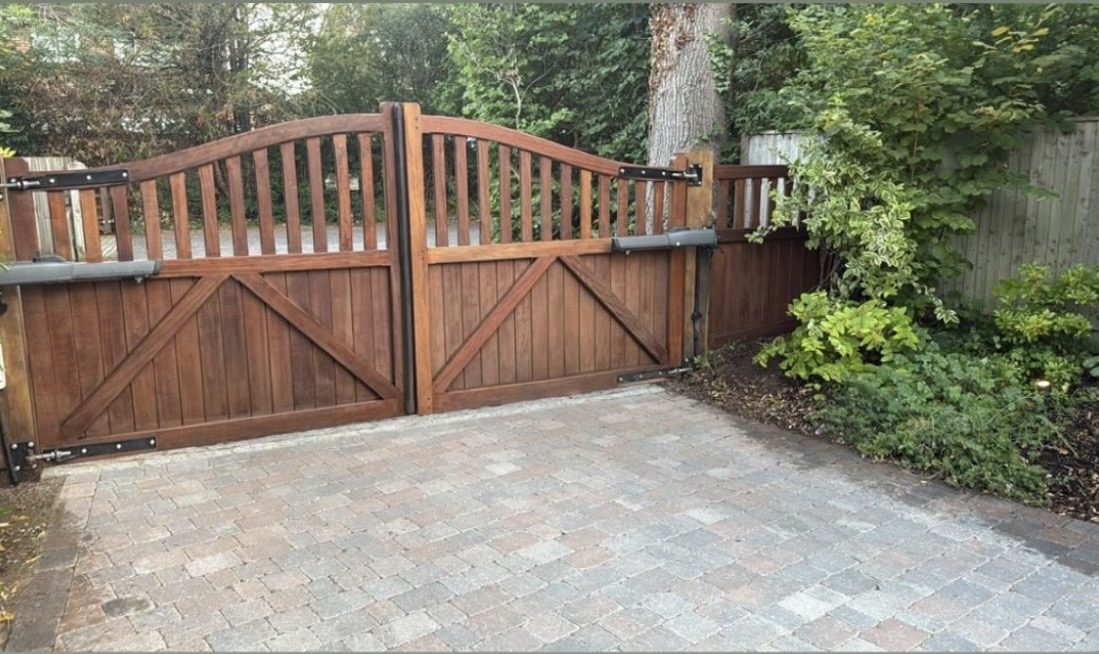 The finished gates, oiled to a deep, warm finish